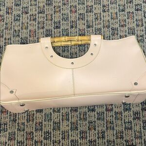 Women's Pink Tote Bag with Bamboo Handles